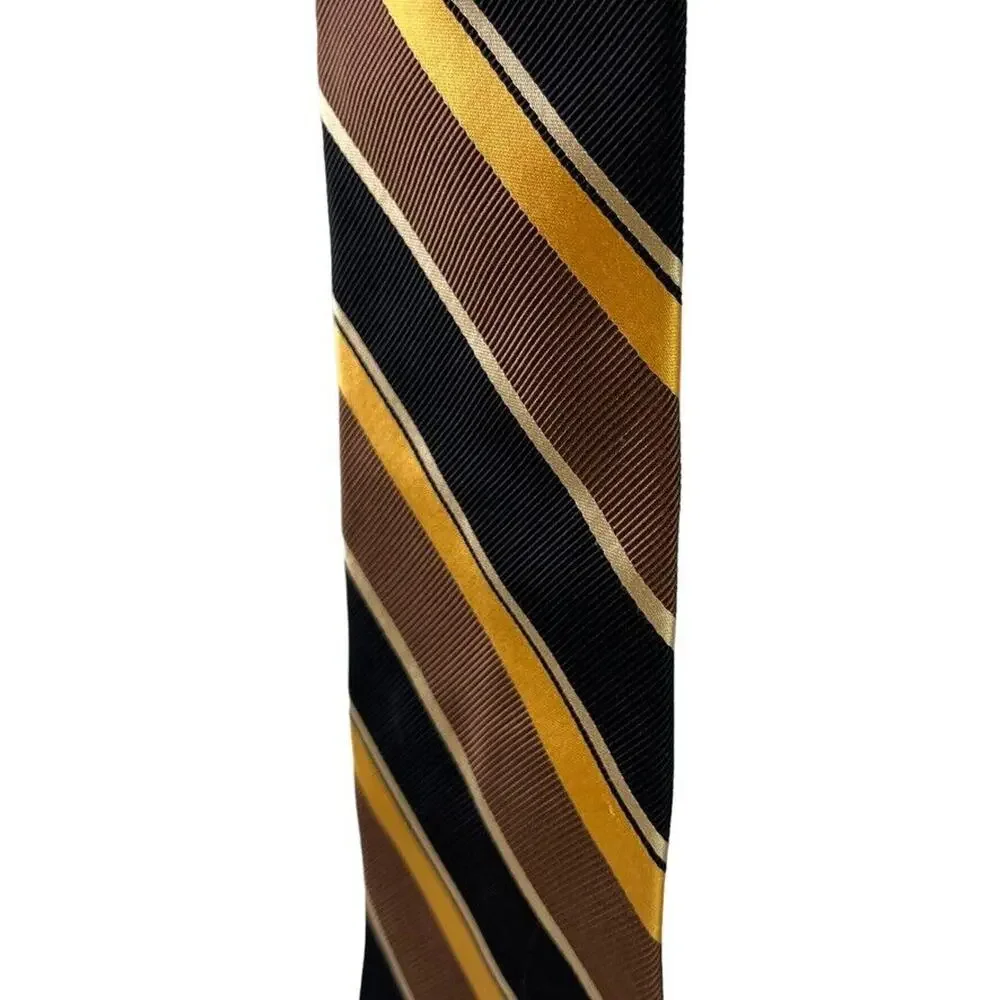 Jos A Bank Signature Collection Mens Striped Italy Made Brown Yellow Tie Necktie